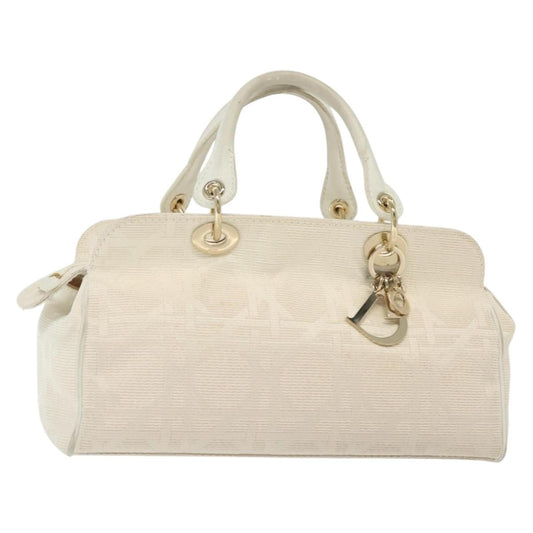 Christian Dior Cannage Handbag Canvas, WHITE, CANVAS, Handbag