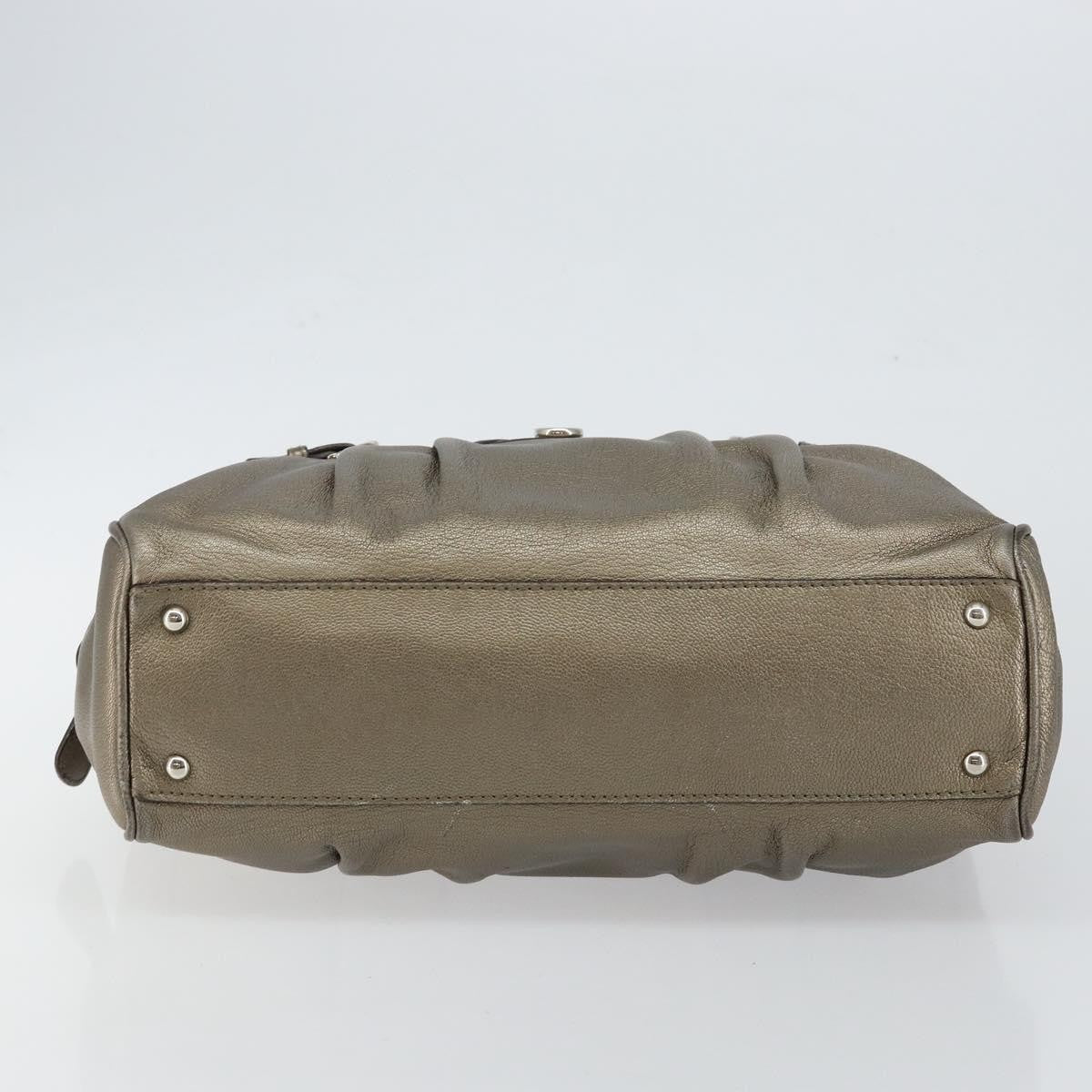 Salvatore Ferragamo Gancini Buckle Shoulder Bag Leather, GOLD, LEATHER, Tote bag