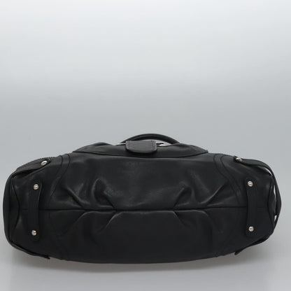 Salvatore Ferragamo Gancini Shoulder Bag Leather, BLACK, LEATHER, Shoulder bag