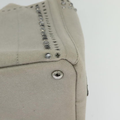 Prada Canapa Convertible Tote Rhinestone Embellished Denim, GRAY, CANVAS, Handbag