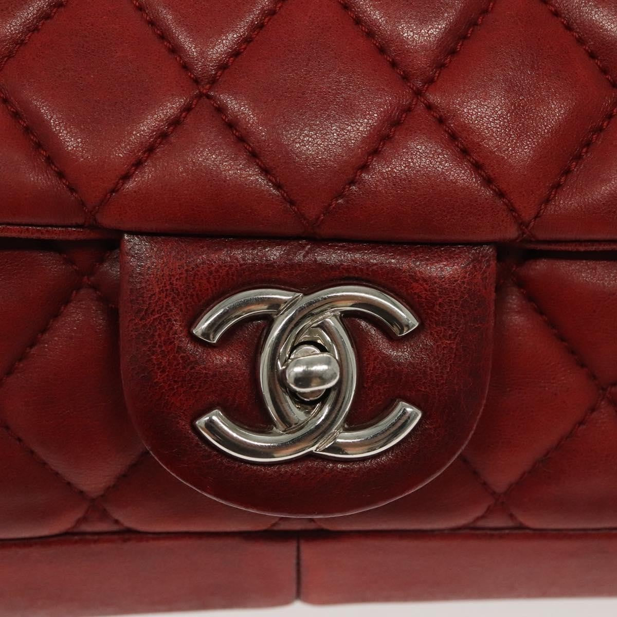 Chanel Now and Forever Flap Bag Quilted Lambskin, RED, LEATHER, Shoulder bag