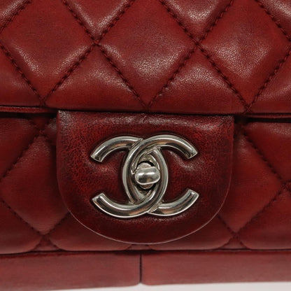 Chanel Now and Forever Flap Bag Quilted Lambskin, RED, LEATHER, Shoulder bag