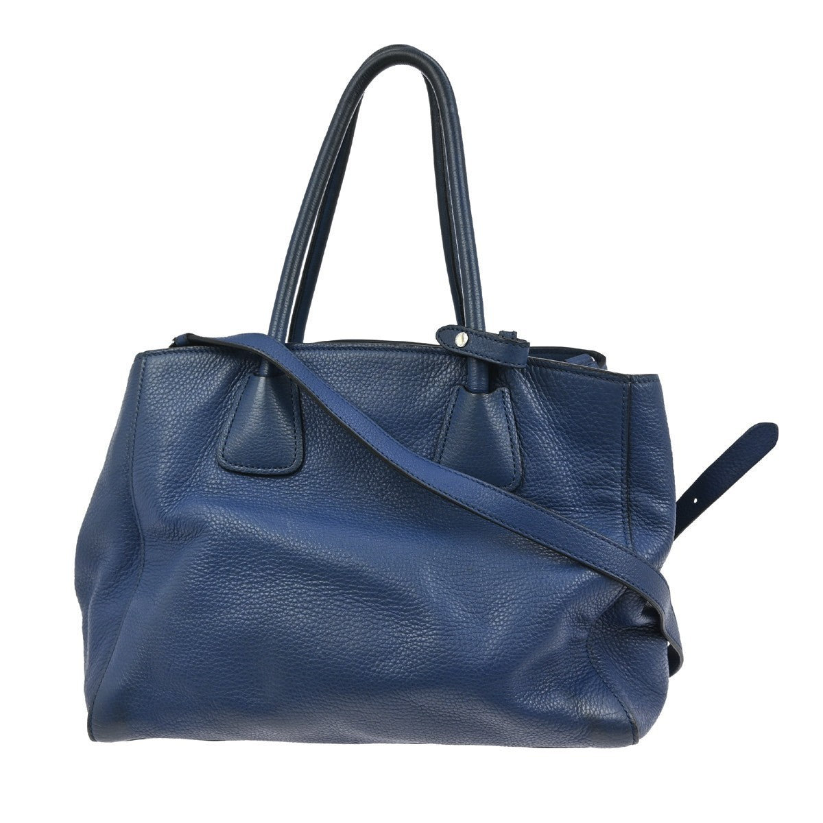 Prada Front Pocket Wing Convertible Tote Vitello Daino, BLUE, LEATHER, Tote bag