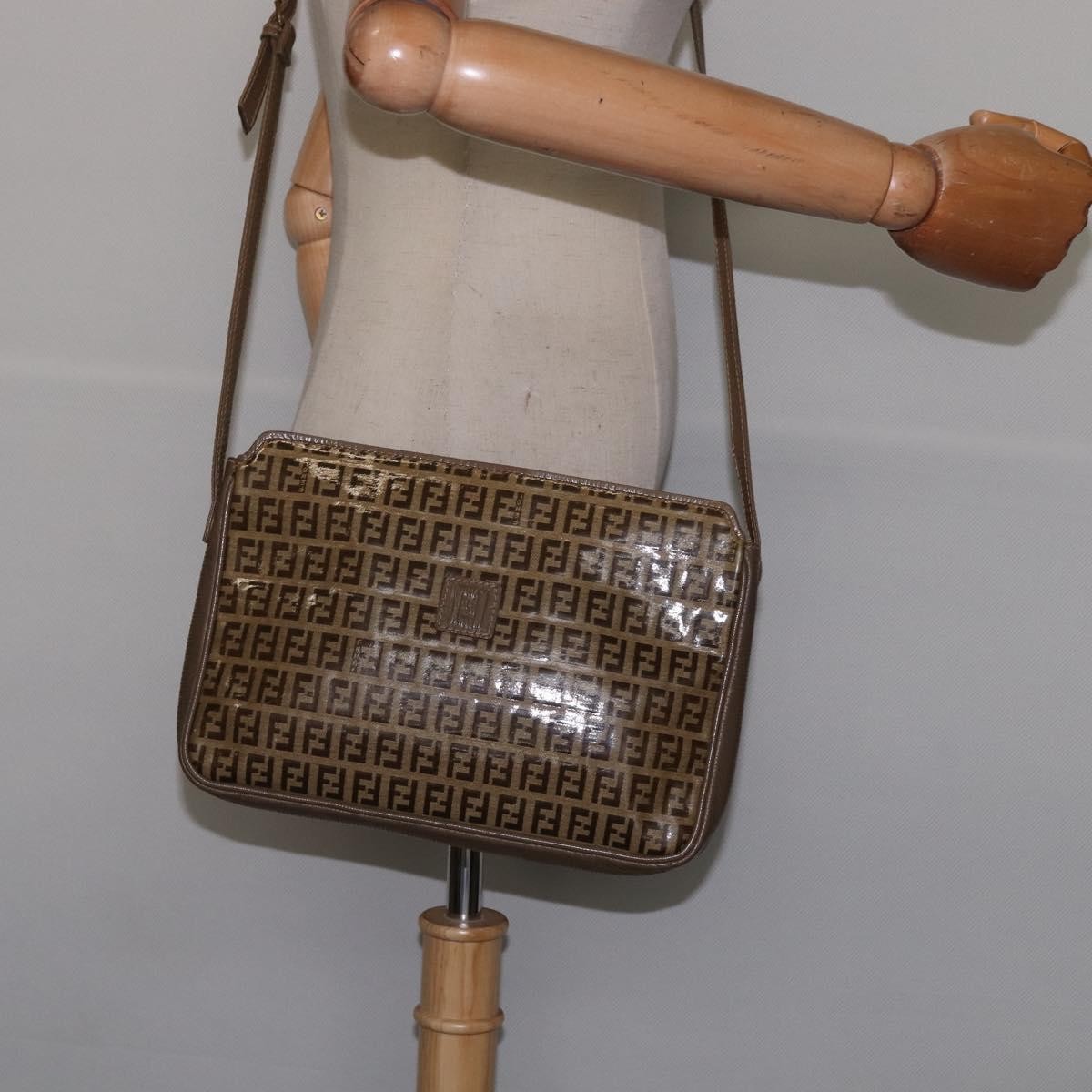 Fendi Vintage Zip Crossbody Bag Zucchino Canvas, BEIGE, CANVAS, Shoulder bag