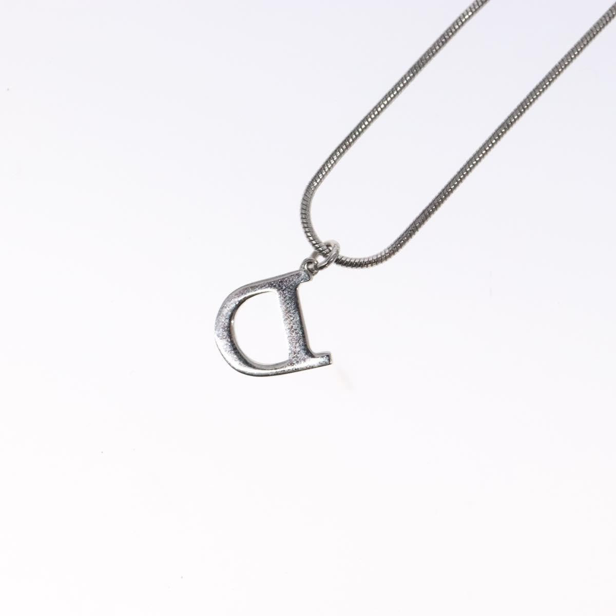 Christian Dior D logo Pendant Necklace Metal, SILVER, METAL, Necklace