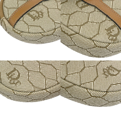 Christian Dior Honeycomb Zip Coin Purse Canvas and Leather, Beige, Canvas, Wallet