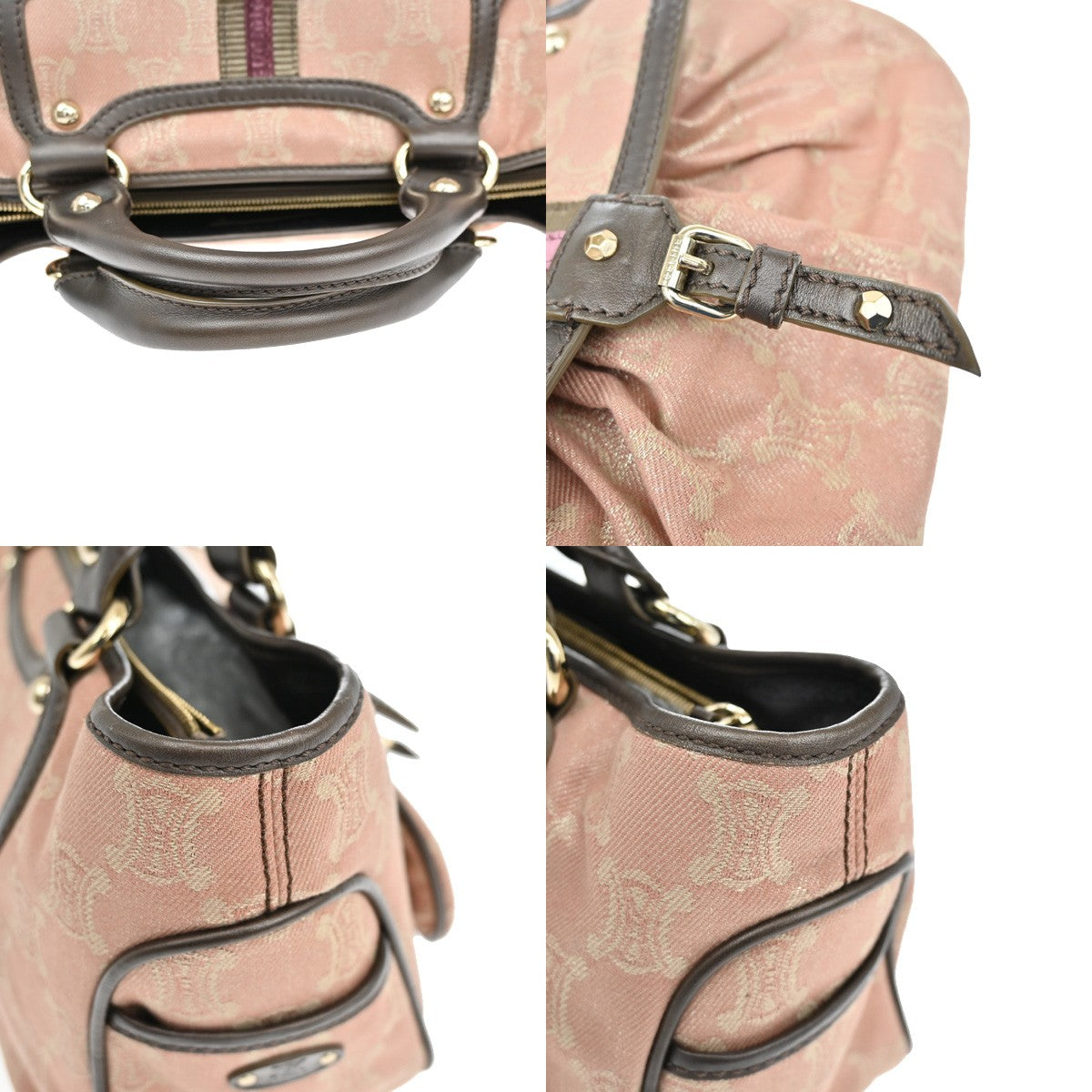 Celine Boogie Satchel Macadam, PINK, CANVAS, Handbag