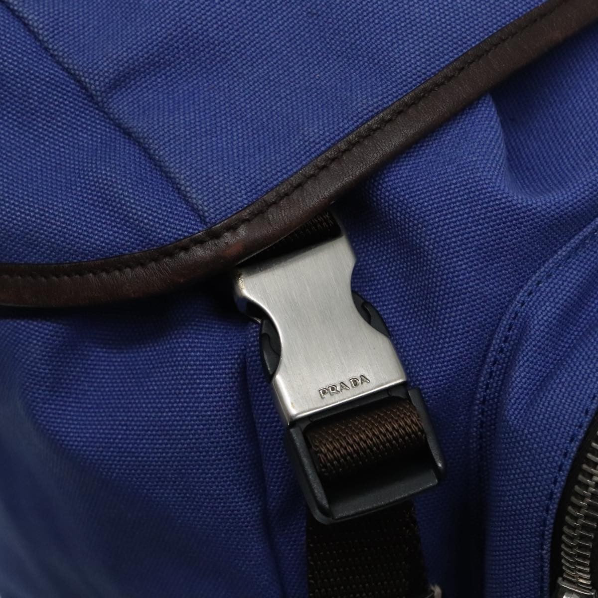 Prada Logo Backpack Canvas, BLUE, CANVAS, Backpack