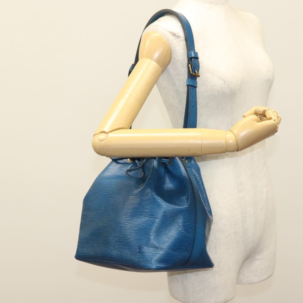 Louis Vuitton Petit Noe Handbag Epi Leather, BLUE, LEATHER, Handbag