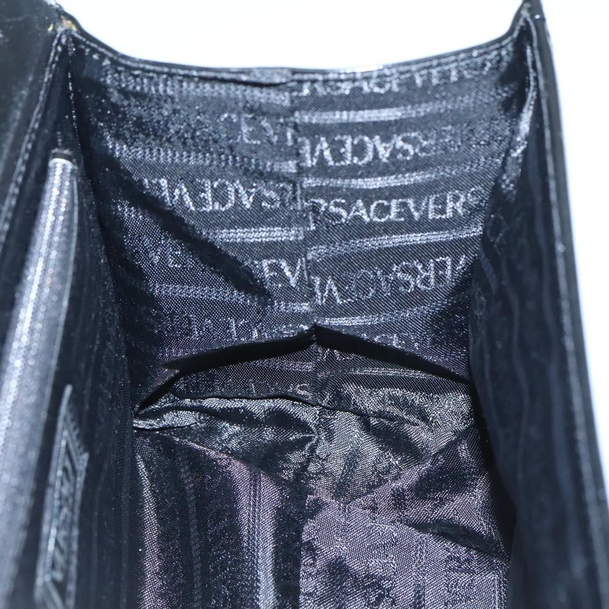 Versace Vintage Box Handle Bag Patent, BLACK, PATENT_LEATHER, Handbag