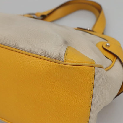 Salvatore Ferragamo Gancini handbag Canvas and Leather, YELLOW, CANVAS, Handbag