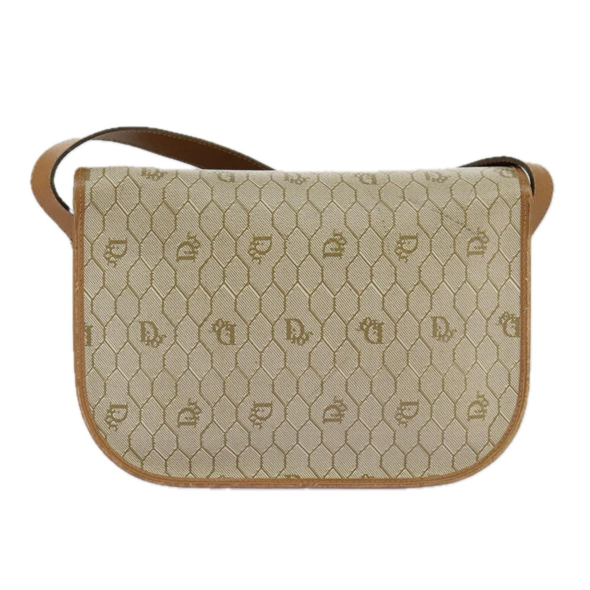 Christian Dior Vintage Honeycomb Shoulder Bag Canvas, BEIGE, CANVAS, Shoulder bag