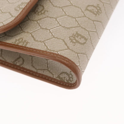 Christian Dior Vintage Honeycomb Flap Crossbody Bag Coated Canvas, BEIGE, CANVAS, Shoulder bag