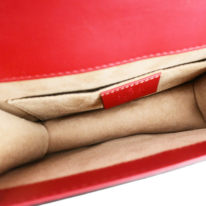 Gucci Sylvie Shoulder Bag Leather, RED, LEATHER, Shoulder bag