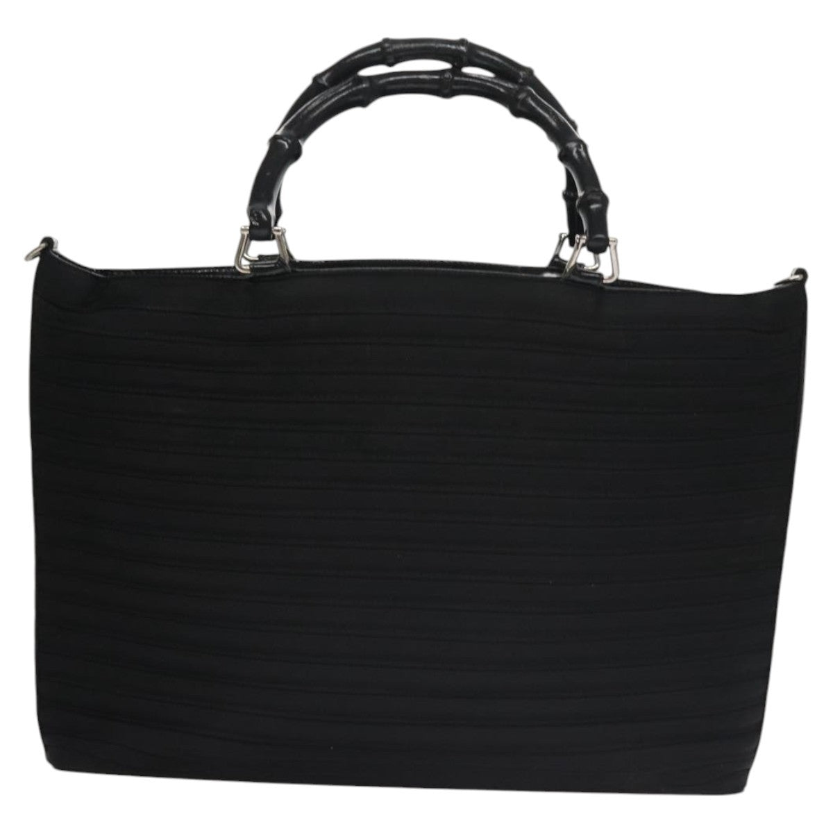 Gucci Vintage Bamboo Handle Tote Nylon, BLACK, NYLON, Tote bag