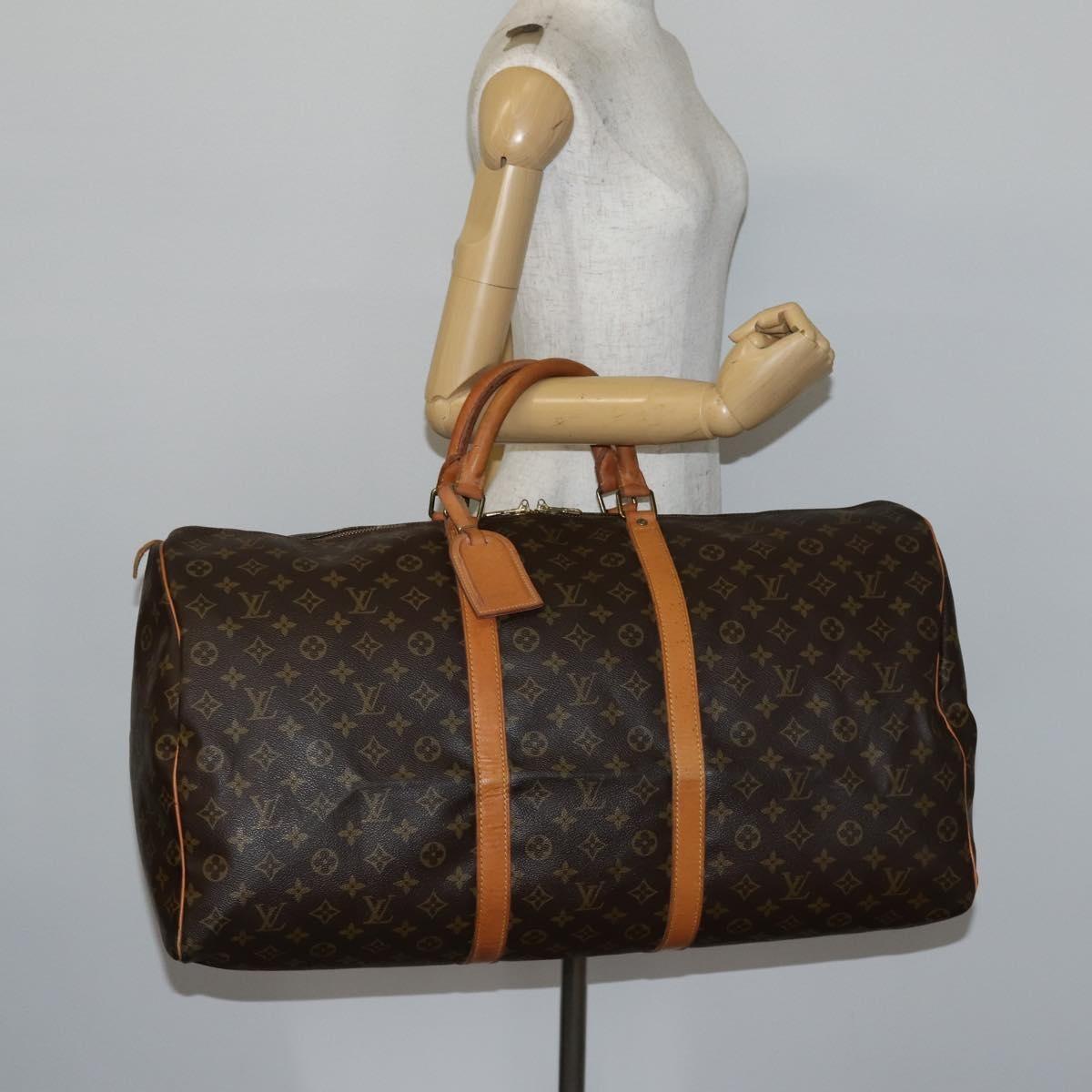 Louis Vuitton Keepall Bag Monogram Canvas, BROWN, CANVAS, Travel bag