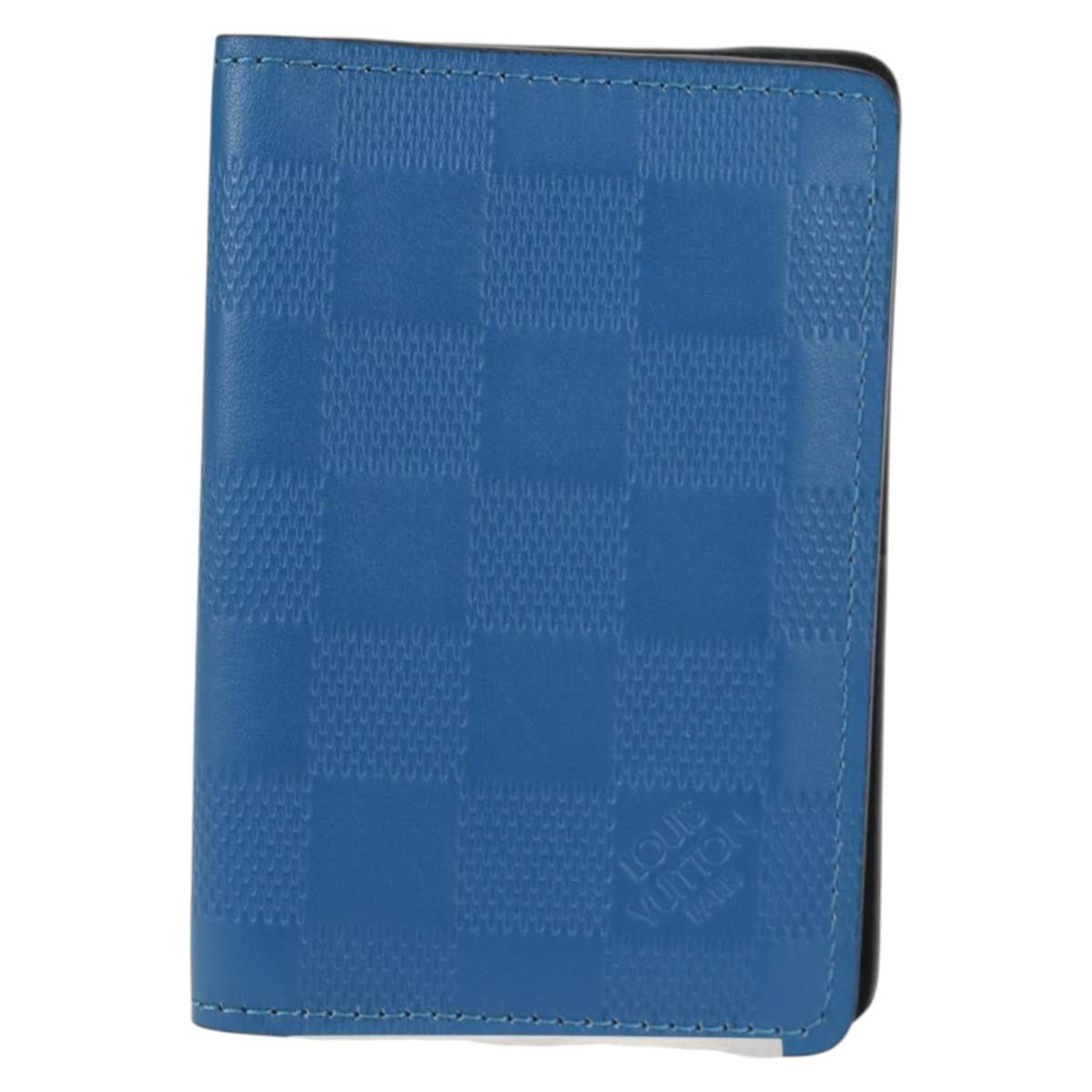 Louis Vuitton pocket organizer Leather, BLUE, LEATHER, Toiletry Case