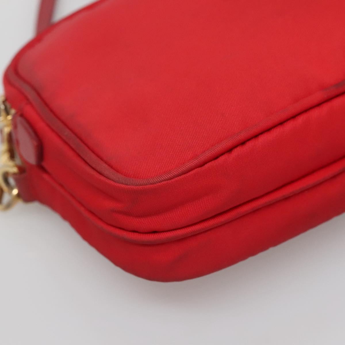 Prada Double Zip Shoulder Bag Nylon, RED, NYLON, Shoulder bag