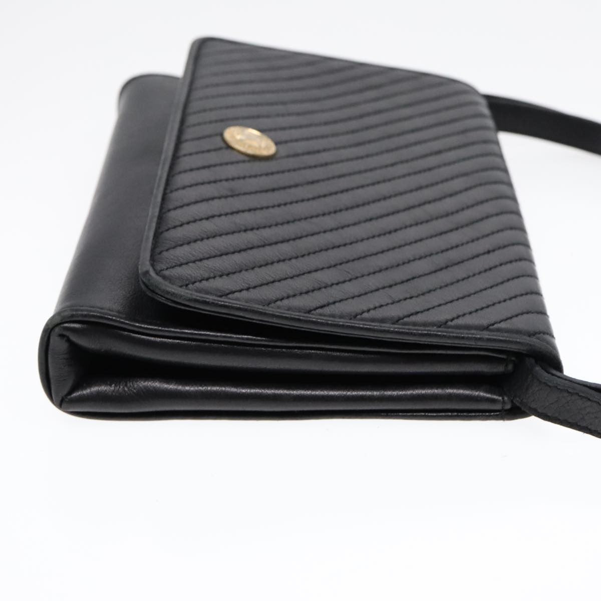 Celine Vintage Flap Shoulder Bag Leather, BLACK, LEATHER, Shoulder bag