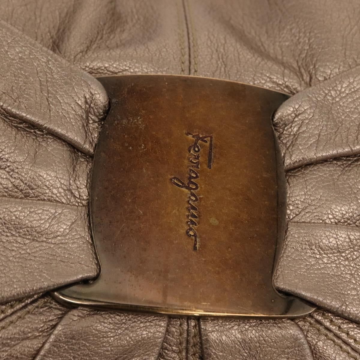 Salvatore Ferragamo Miss Vara Hobo Leather, GOLD, LEATHER, Handbag