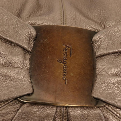 Salvatore Ferragamo Miss Vara Hobo Leather, GOLD, LEATHER, Handbag