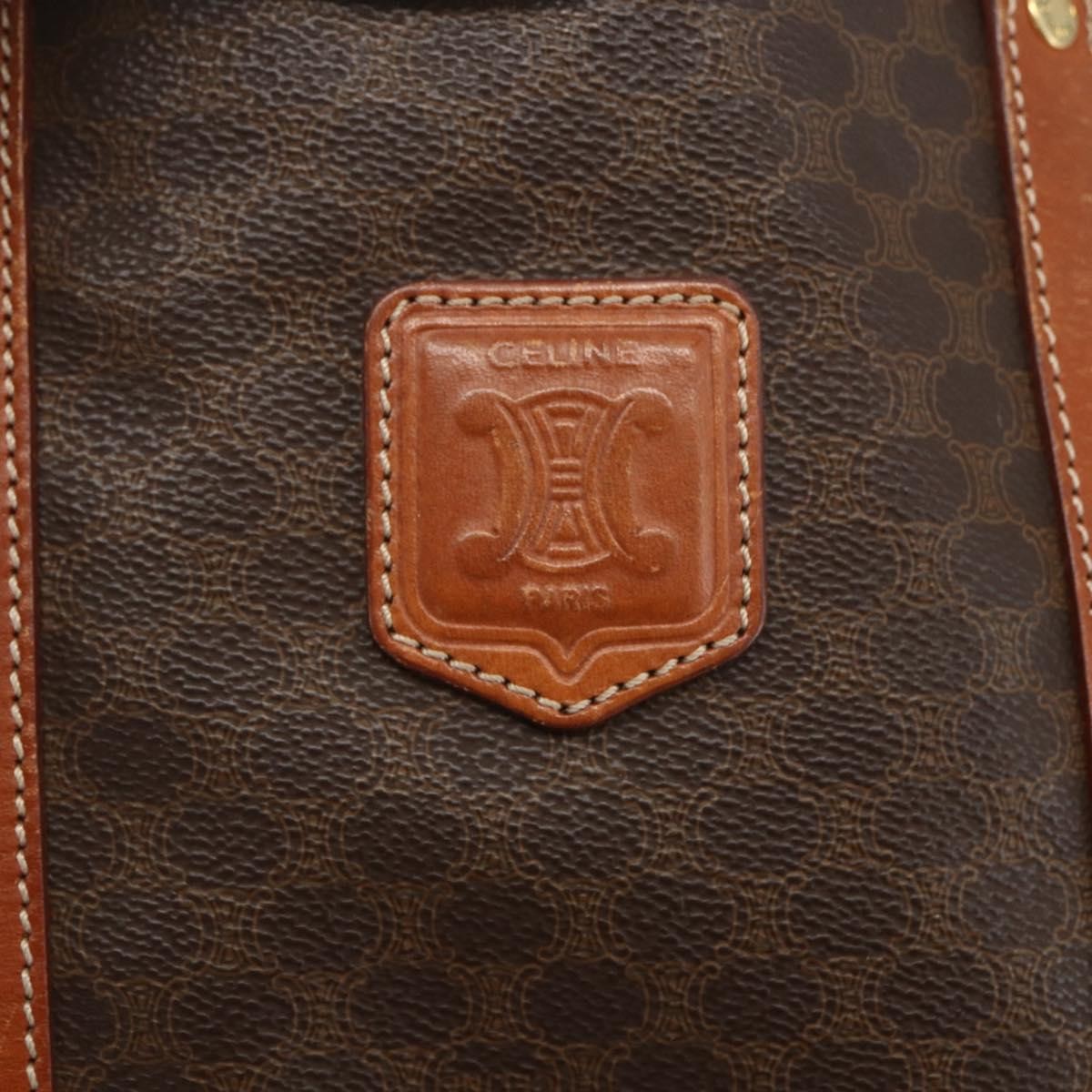 Celine Vintage Macadam Tote bag Canvas and Leather, BROWN, CANVAS, Tote bag