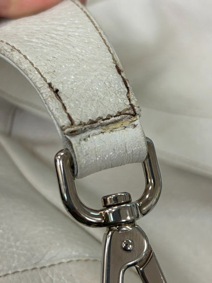 Prada Side Pocket Zip Hobo Vitello Daino, WHITE, LEATHER, Shoulder bag