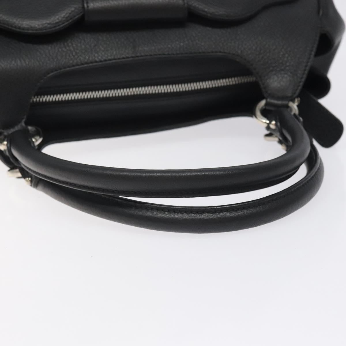 Salvatore Ferragamo Gancini handbag Leather, BLACK, LEATHER, Handbag