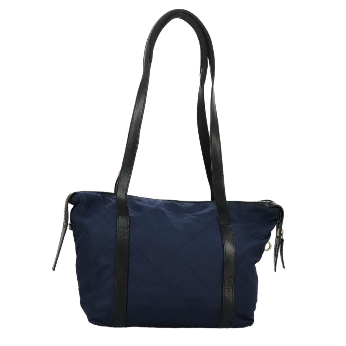 Prada Chain Shoulder Bag Quilted Tessuto, NAVY, NYLON, Shoulder bag