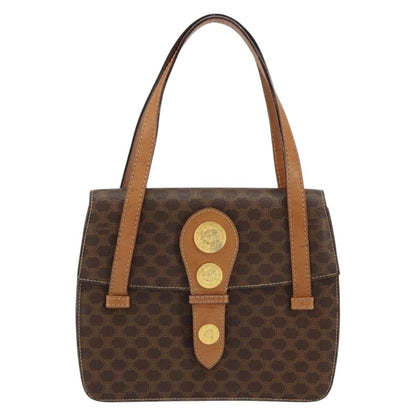 Celine Vintage Macadam Handbag Canvas and Leather, BROWN, CANVAS, Handbag