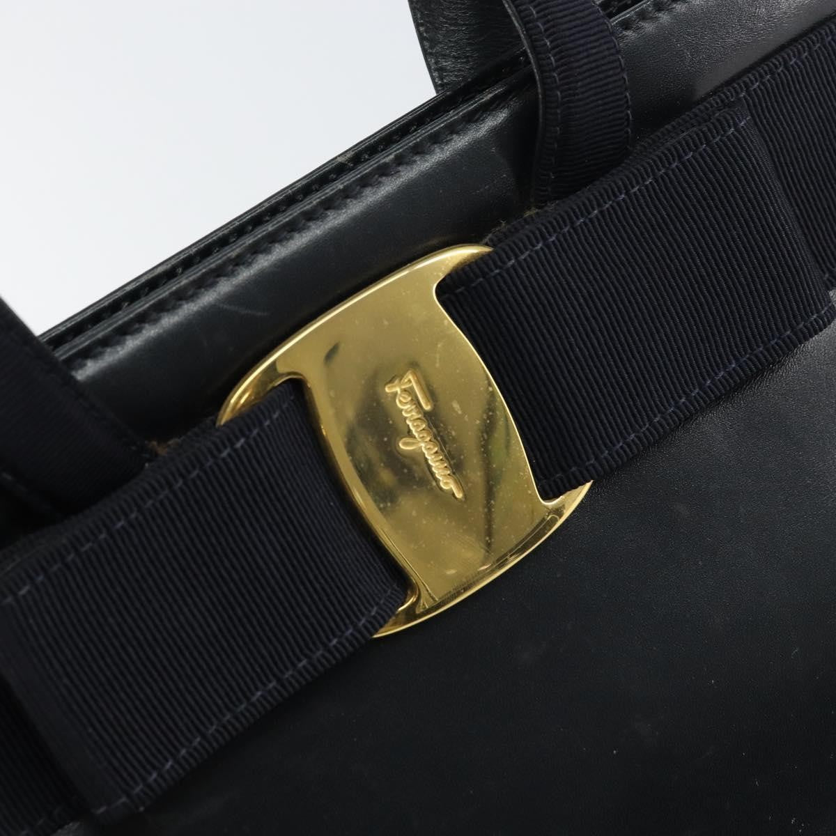 Salvatore Ferragamo Convertible Vara Bow Tote Leather, NAVY, LEATHER, Handbag