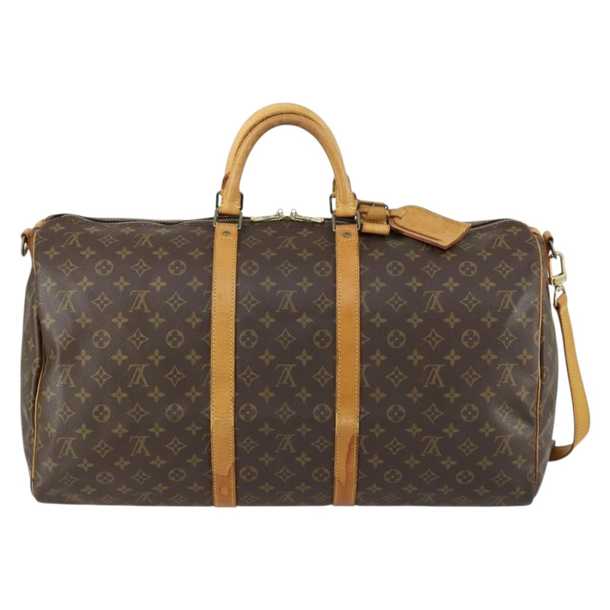 Louis Vuitton Keepall Bandouliere Bag Monogram Canvas, BROWN, CANVAS, Travel bag