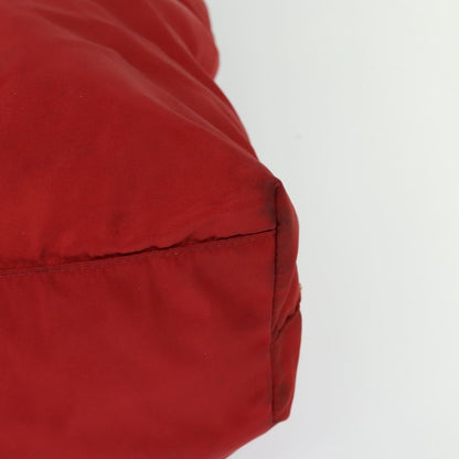Prada Convertible Metal Handle Satchel Quilted Tessuto, RED, NYLON, Tote bag