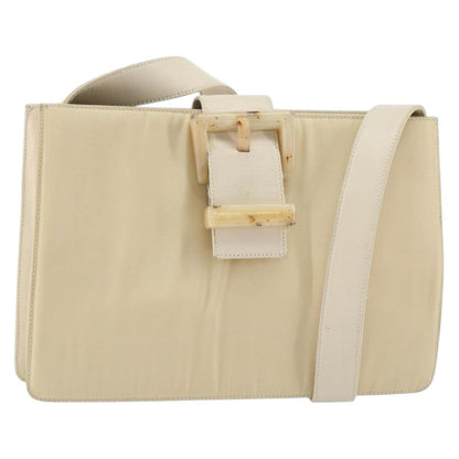 Prada Vintage Shoulder Bag Nylon and Leather, BEIGE, NYLON, Shoulder bag