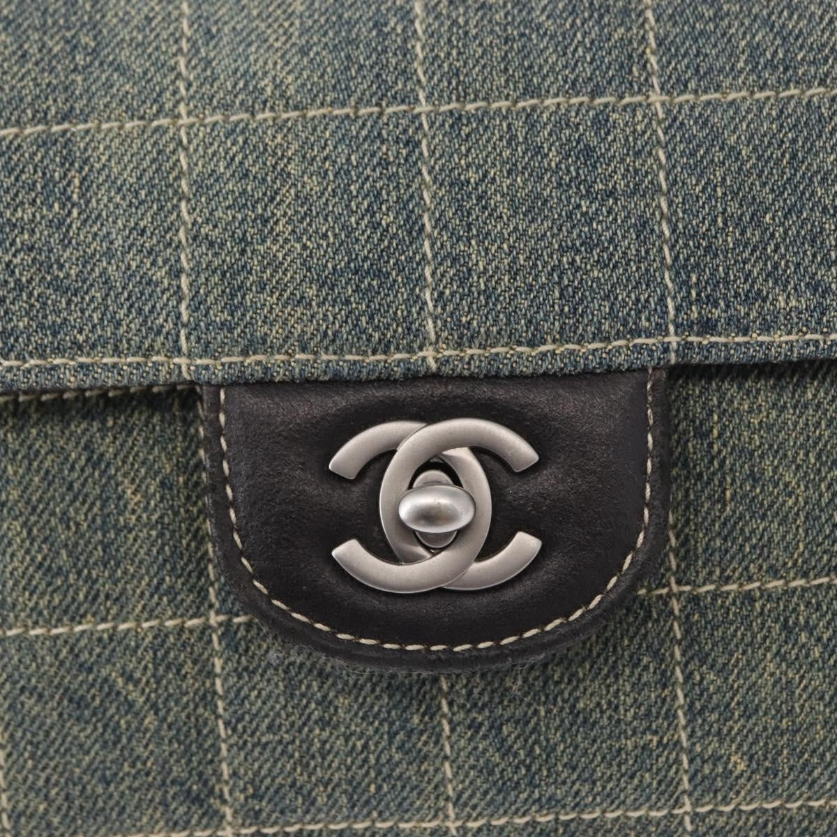 Chanel Chocolate Bar Flap Bag Quilted Denim, BLUE, DENIM_JEANS, Shoulder bag