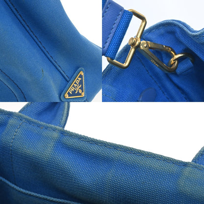 Prada Canapa Convertible Tote Canvas, BLUE, CANVAS, Tote bag
