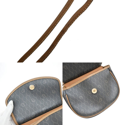 Christian Dior Vintage Honeycomb Shoulder Bag Canvas and Leather, BROWN, PVC, Shoulder bag