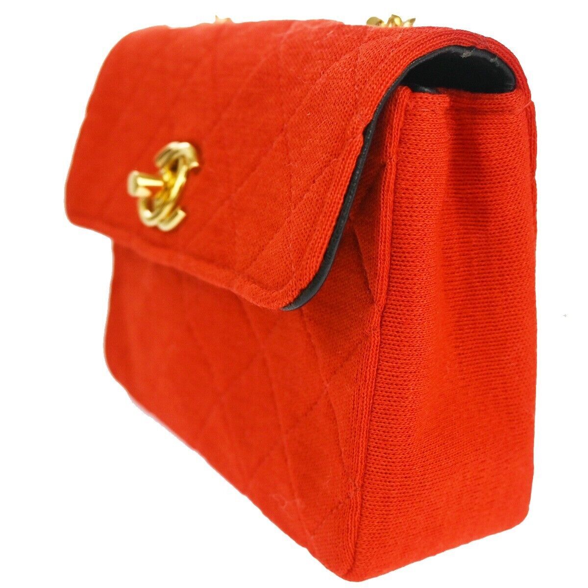 Chanel Vintage Clutch Pleated Leather, RED, CANVAS, Shoulder bag