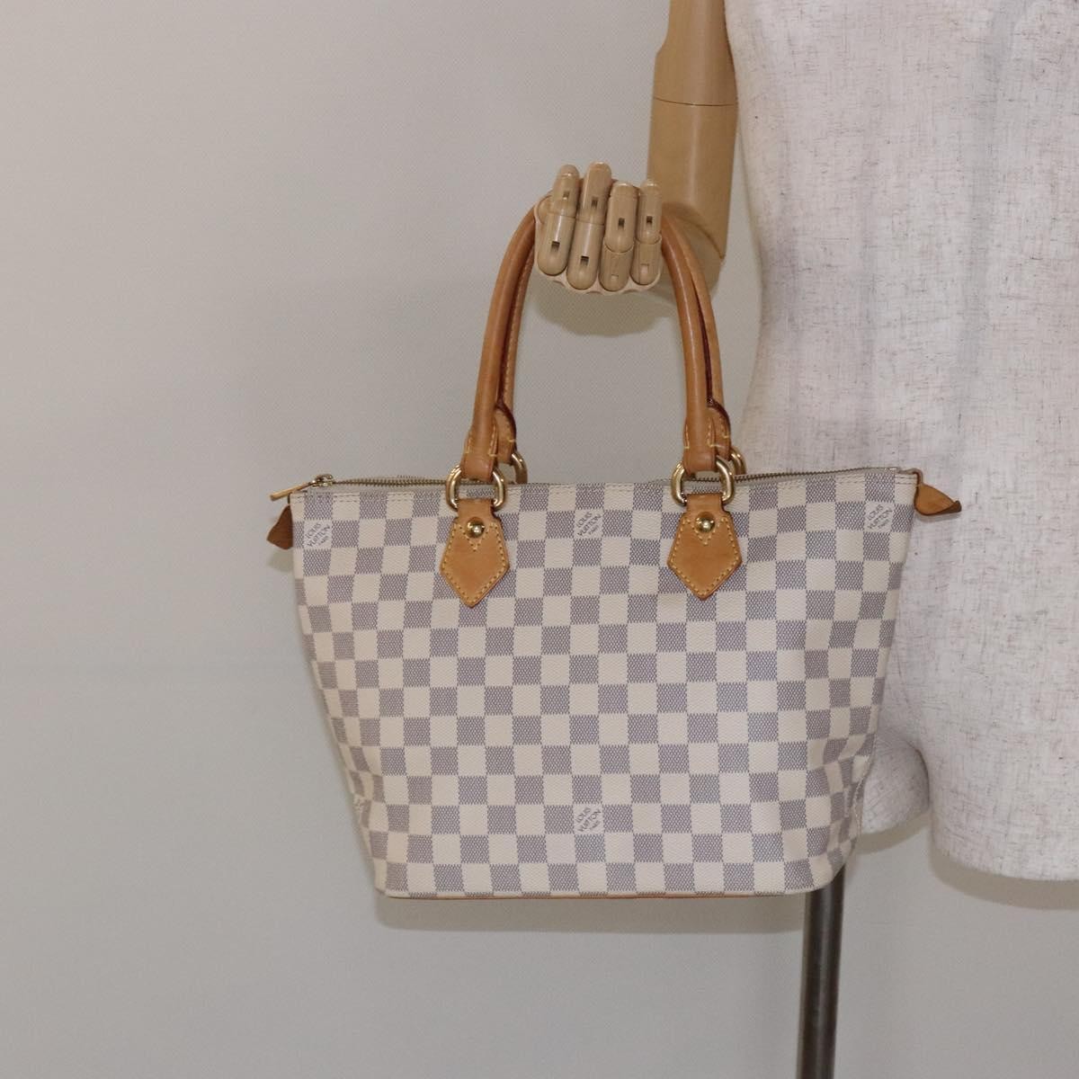 Louis Vuitton Saleya Handbag Damier, WHITE, CANVAS, Tote bag