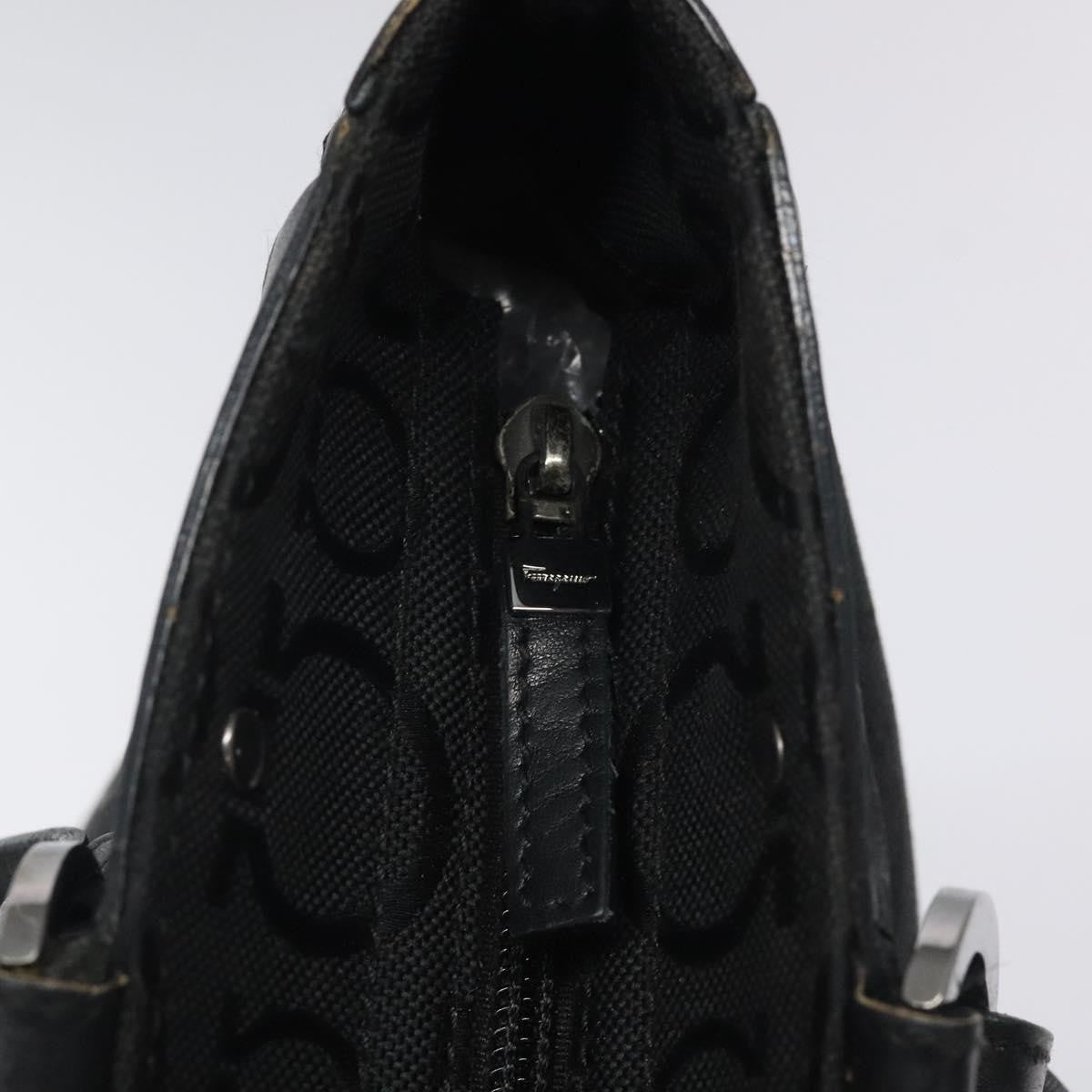 Salvatore Ferragamo Gancini Tote Gancini Canvas, BLACK, CANVAS, Tote bag