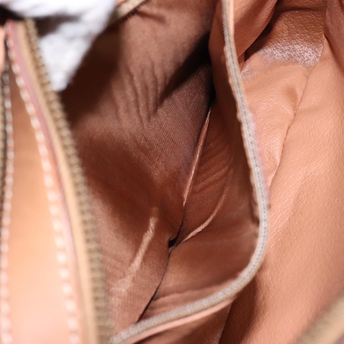 Celine Vintage Macadam Shoulder Bag Canvas and Leather, BEIGE, CANVAS, Shoulder bag