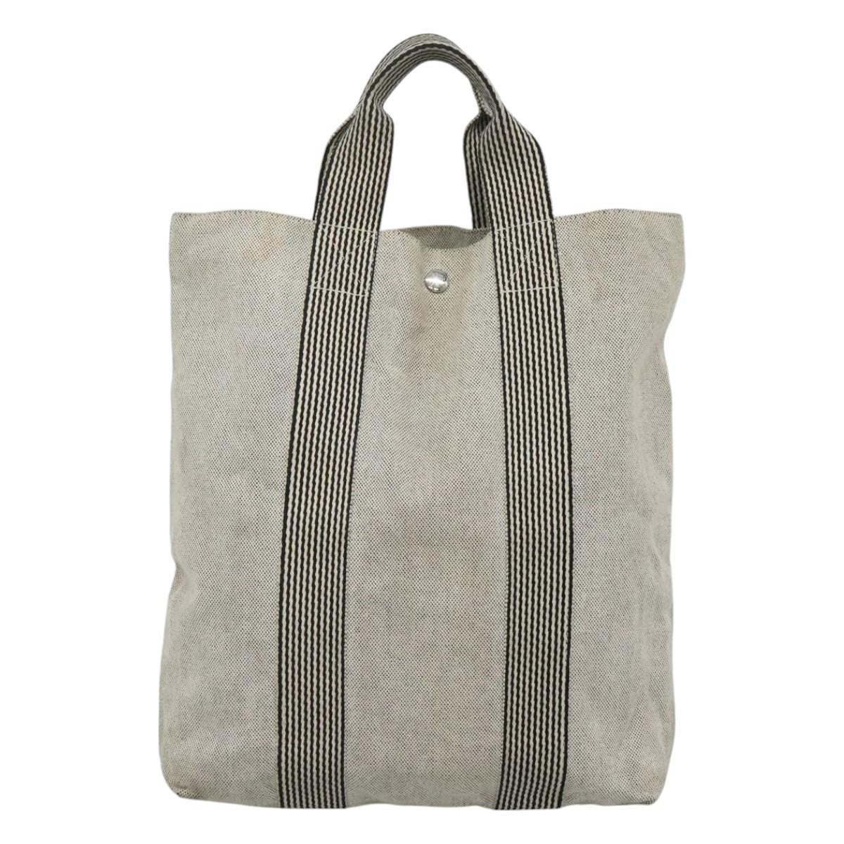 Hermes Fourre Tout Tote Canvas, GRAY, CANVAS, Tote bag