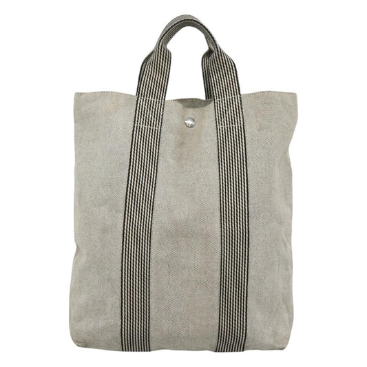 Hermes Fourre Tout Tote Canvas, GRAY, CANVAS, Tote bag