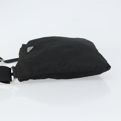 Prada Flat Messenger Bag Tessuto, BLACK, NYLON, Shoulder bag