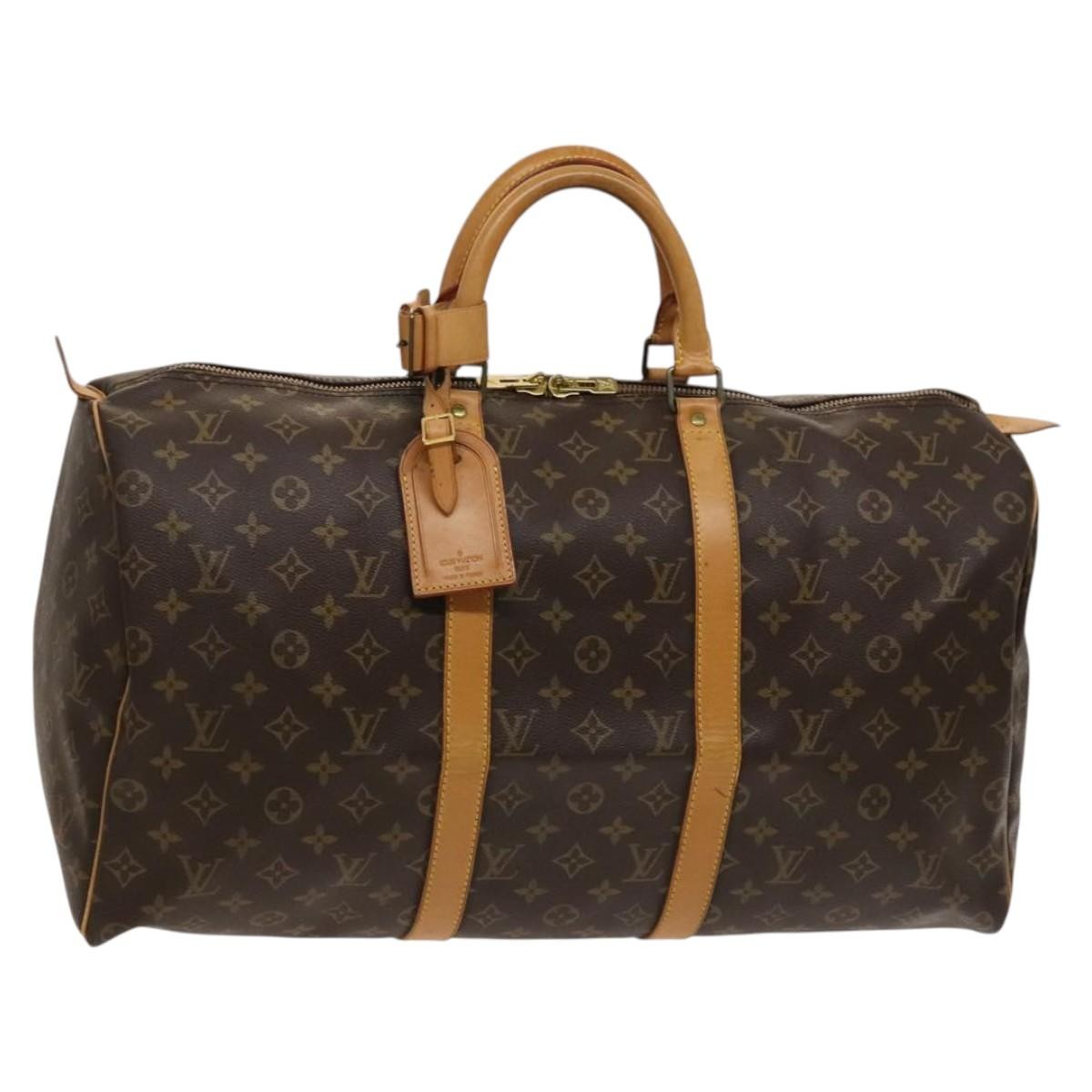 Louis Vuitton Keepall Bag Monogram Canvas, BROWN, CANVAS, Travel bag