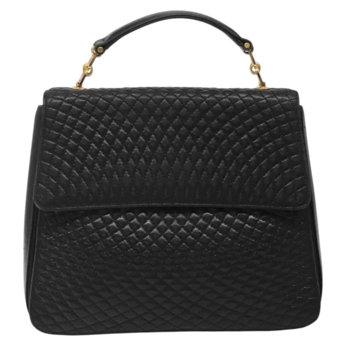 Bally Vintage Flap Handbag Quilted Leather, BLACK, LEATHER, Handbag