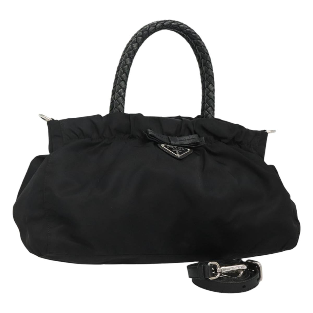 Prada Convertible Bow Tote Tessuto, BLACK, NYLON, Handbag