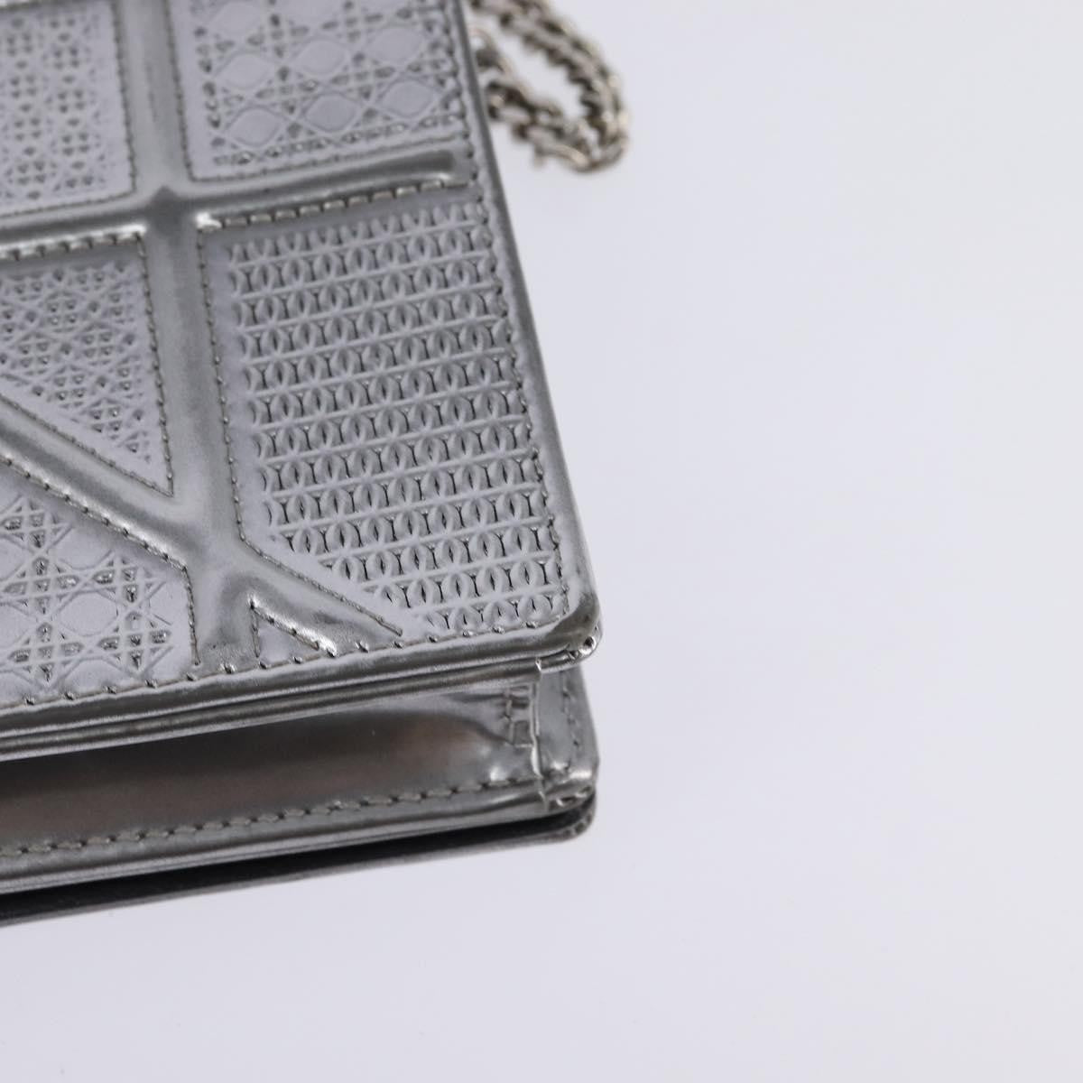 Christian Dior Diorama Wallet on Chain Metallic Distressed Calfskin, SILVER, LEATHER, Wallets