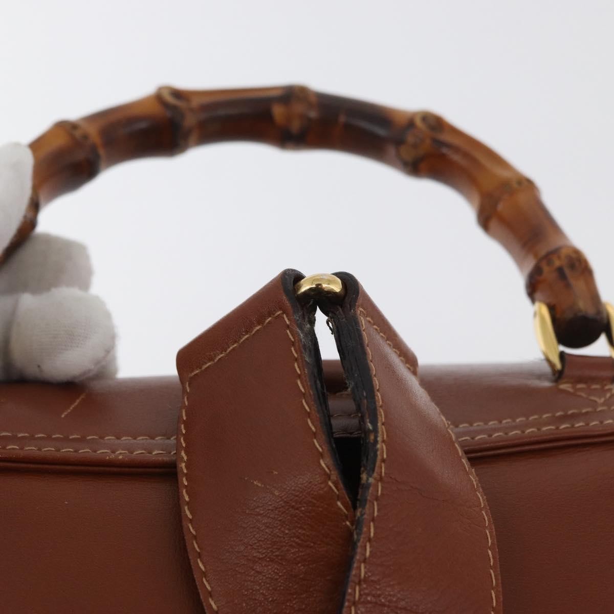 Gucci Vintage Bamboo Backpack Leather, Brown, Leather, Backpack