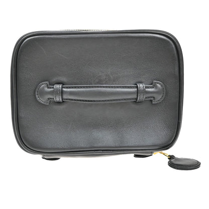 Chanel Vanity pouch Leather, BLACK, LEATHER, Toiletry Case